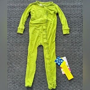 KicKee Pants Snap Bamboo Solid Muffin Coverall Romper with Ruffles - NWT